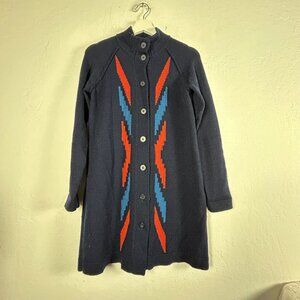 Pendleton Womens Petite Small Merino Wool Knit Duster Cardigan Sweater Button Up